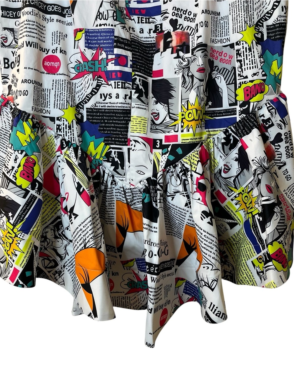 For Her High-Low Ruffle Skirt in Multicolor Comic Print Sz 2X - Picture 6 of 15